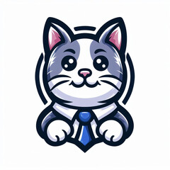 Obraz premium cat mascot logo icon in white background