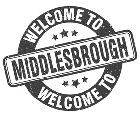 Welcome to Middlesbrough stamp. Middlesbrough round sign