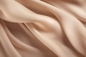 Fototapeta premium Processed collage of smooth wavy beige light brown satin silk cloth fabric texture. Background