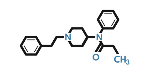 fentanyl, drug chemical formula - vector illustration, banner