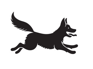 Vector black silhouette of a dog isolated on a white background.