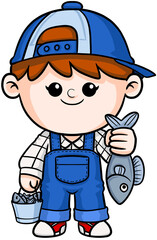 Illustration of Cartoon fisherman Dream Career and Inspiration for toddler