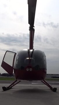 Helicopter rotor and engine shutdown footage
