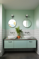 Modern luxury bathroom interior in green colors