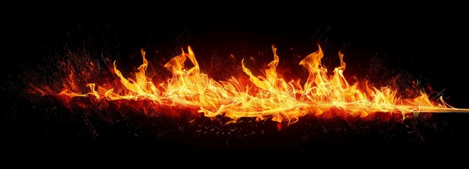 Fiery Blaze on Black Background