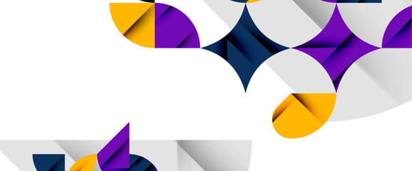 Minimal geometric elements on white. Petals, round triangles, star