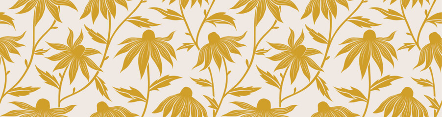 Flower seamless abstract pattern. Organic shapes floral background. 