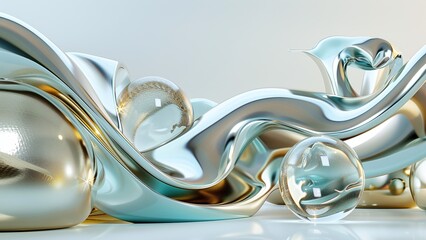 Abstract Spiral Transparent Water Beads Background Concept Art