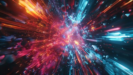 Fototapeta premium Future Technology Dazzling Colourful Explosion Background