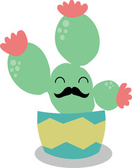 Flat isolated cute cactus. Cartoon cactus illustration vector.