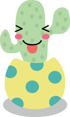 Flat isolated cute cactus. Cartoon cactus illustration vector.