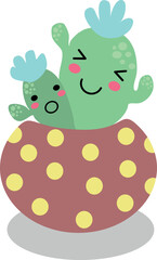 Flat isolated cute cacti. Cartoon cacti illustration vector.
