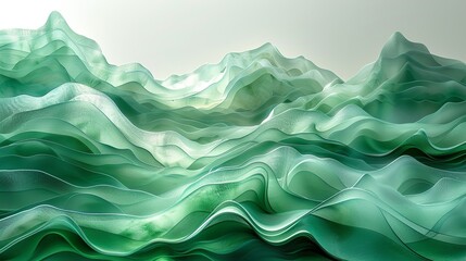Obraz premium Layers of translucent green create a sense of depth and dimension, adding visual interest to the abstract composition. Abstract Backgrounds Illustration, Minimalism,