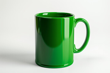 green coffee mug mockup isolated on a white background