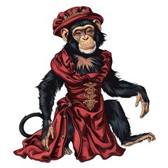 Obraz premium Monkey vintage glam dress