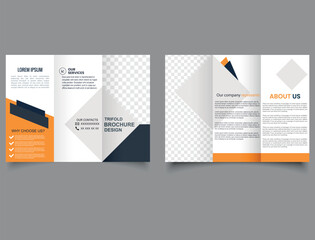 Minimalist Tri-Fold Brochure Design Template, Creative Modern Yellow Tri-fold Design