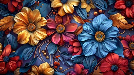 Fototapeta premium Colorful 3D Floral Arrangement