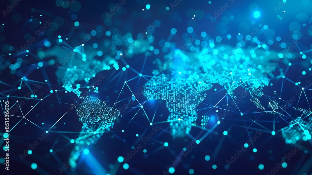 Aufkleber digital world maps and networks