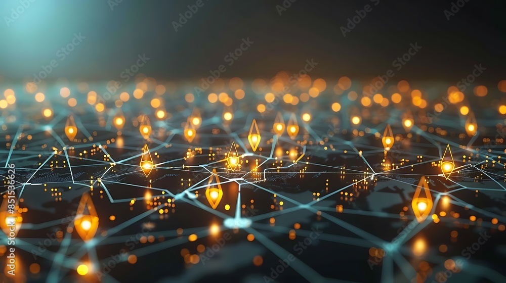 Poster digital tech background and location-based service