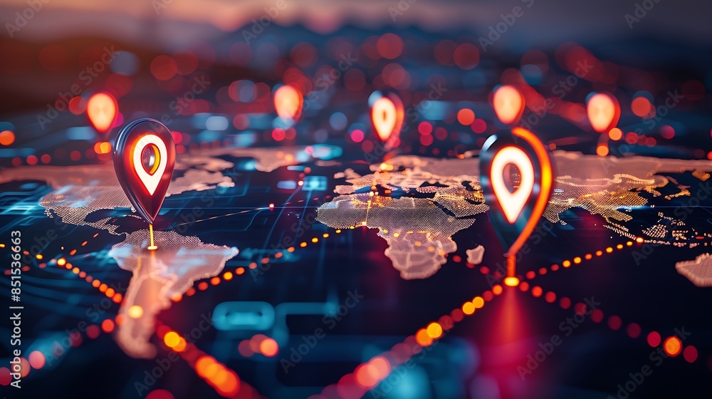Poster digital tech background and location-based service