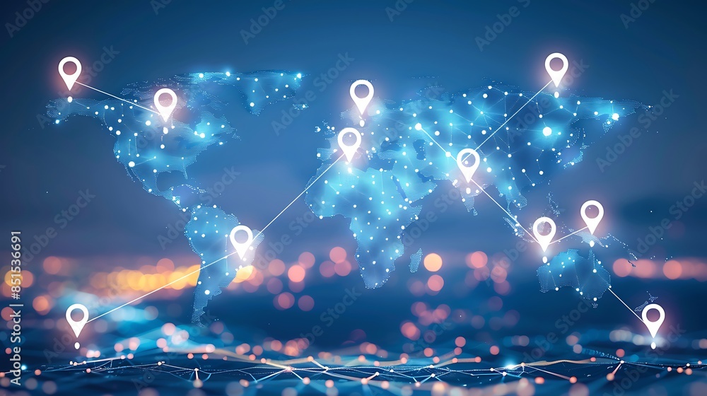 Poster digital tech background and location-based service