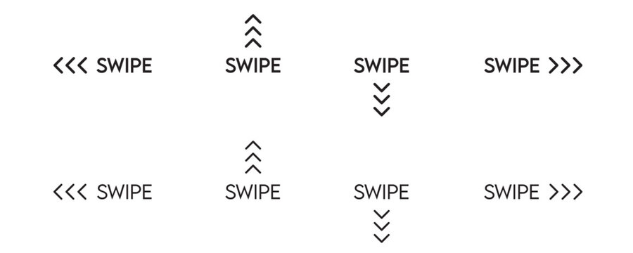 Swipe icon set. Scroll pictogram for social media stories , slide symbol with text.