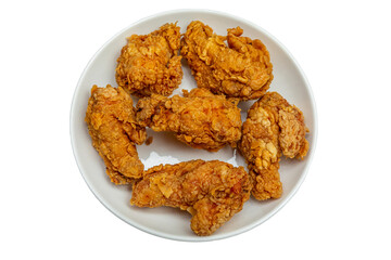 Crispy Fried Chicken on White Plate