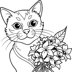 Obraz premium cat, animal, cartoon, kitten, vector, pet, illustration, cute, feline, domestic, fur, mammal, animals, drawing, pets, art, smile, funny, kitty, design, tail, sitting, character, fun, nature