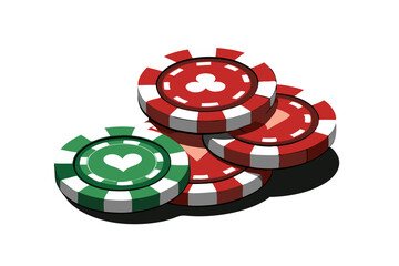 Floating casino chips modern flat design simple vector illustration isolated transparent background;
