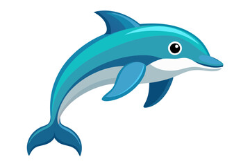 Fototapeta premium Dolphin isolated on transparent modern flat design simple vector illustration isolated transparent background;