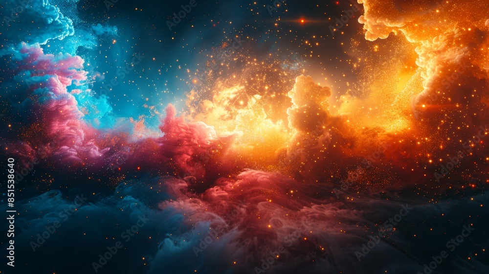Poster a vibrant explosion of colors and shapes, dancing across the canvas in a mesmerizing abstract.