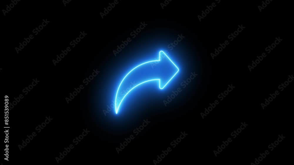 Poster neon color arrow points to the right. an arrow in the darkness that glows. neon arrow sign.