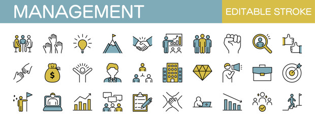 ビジネスやマネジメントに関するアイコンセット