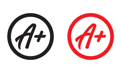 Grade result - A . Hand drawn vector grade with plus in circle.   isolated on white background.. EPS 10/AI