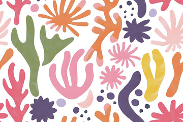 Cartoon seamless pattern of watercolor microorganisms amoeba isolated on white background