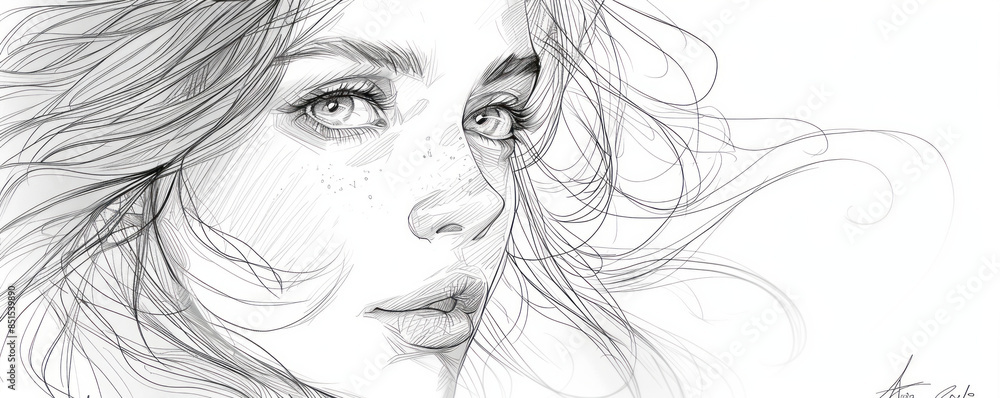 Poster a line drawing that captures the essence of a subject with simple strokes.