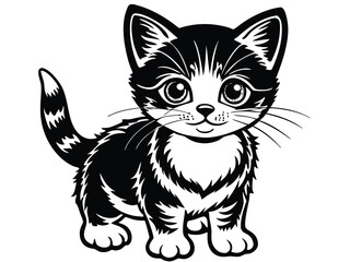 Cute cat silhouette vector illustration F.eps