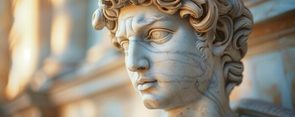 Obraz premium A close-up shot of a classical sculpture, its intricate details and timeless beauty showcasing the artistry of its creator.