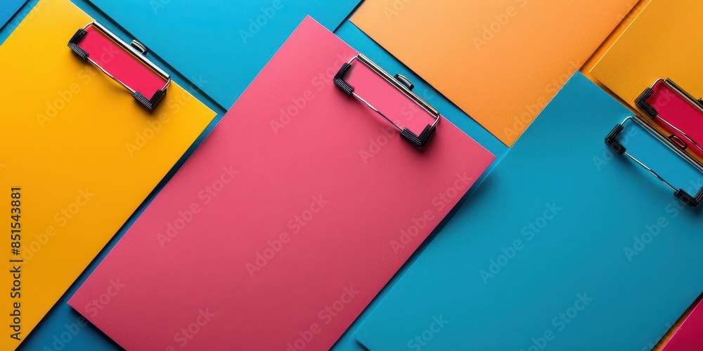 Aufkleber clipboards with vibrant, captivating patterns on a white backdrop add a pop of color to any workspac