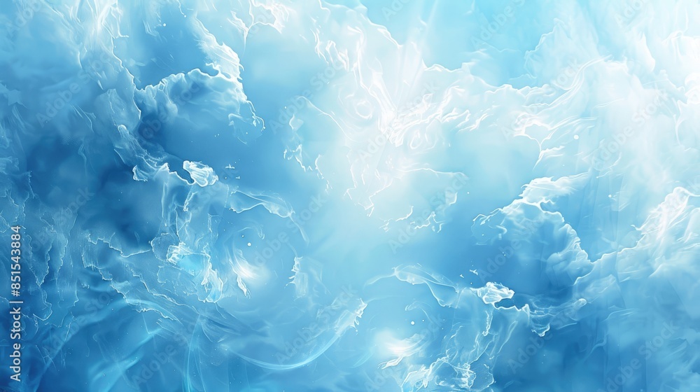 Poster soft abstract blue background with dreamy clouds and light effects, providing an inviting area for t