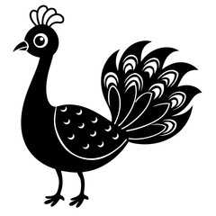 Fototapeta premium Cute peacock cartoon hand drawing