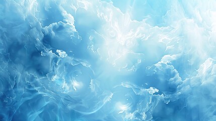 Obraz premium Soft abstract blue background with dreamy clouds and light effects, providing an inviting area for text.