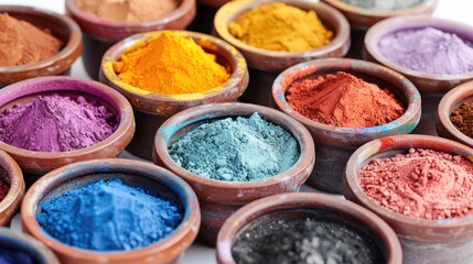 Fototapeta premium Clay in different vibrant hues set against a white backdrop.