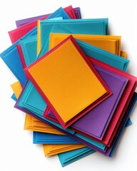 Index cards with colorful borders on white background