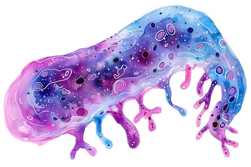 Naklejka premium Watercolor cartoon microorganism amoeba isolated on white background