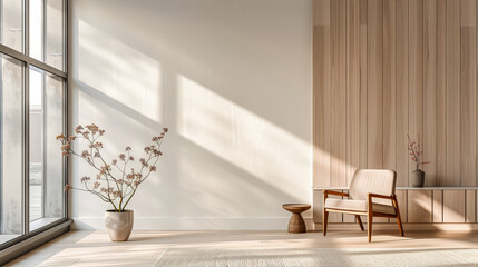 Living room interiors with minimalist deco in a luxury apartment. Residential Real Estate interior design composition