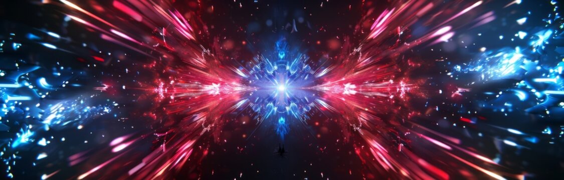 A very psychedelic background with red and blue neon lights