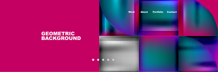 Round triangles and squares web site page template. Vector Illustration For Wallpaper, Banner, Background, Card, Book Illustration, landing page