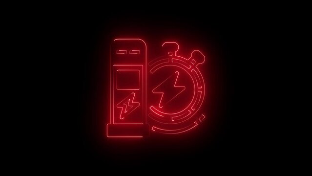 flash video. Electric station charging power cable supply glowing animation with alpha channel.