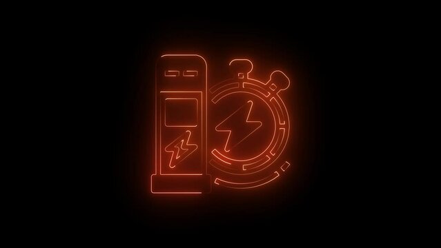 flash video. Electric station charging power cable supply glowing animation with alpha channel.